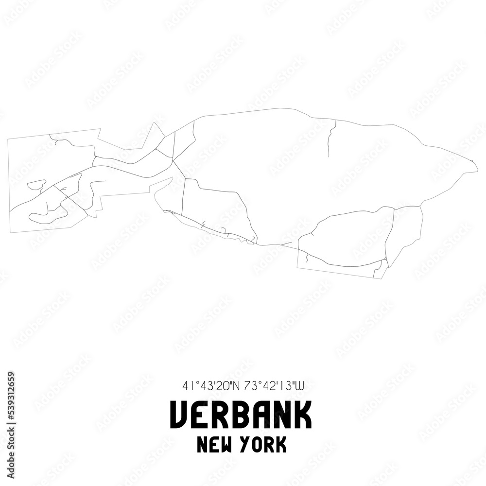 Verbank New York. US street map with black and white lines.