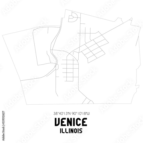 Venice Illinois. US street map with black and white lines. photo