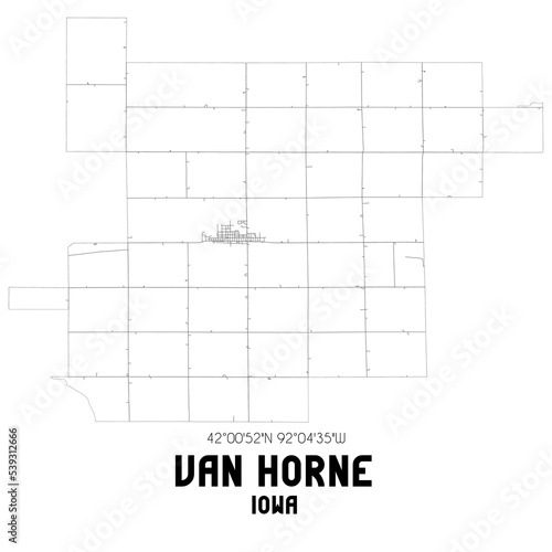 Van Horne Iowa. US street map with black and white lines.