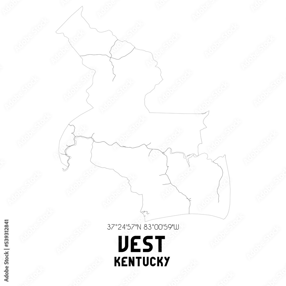 Vest Kentucky. US street map with black and white lines. Vest Kentucky. US street map with black and white lines.