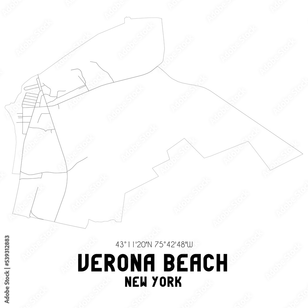 Verona Beach New York. US street map with black and white lines. Verona Beach New York. US street map with black and white lines.
