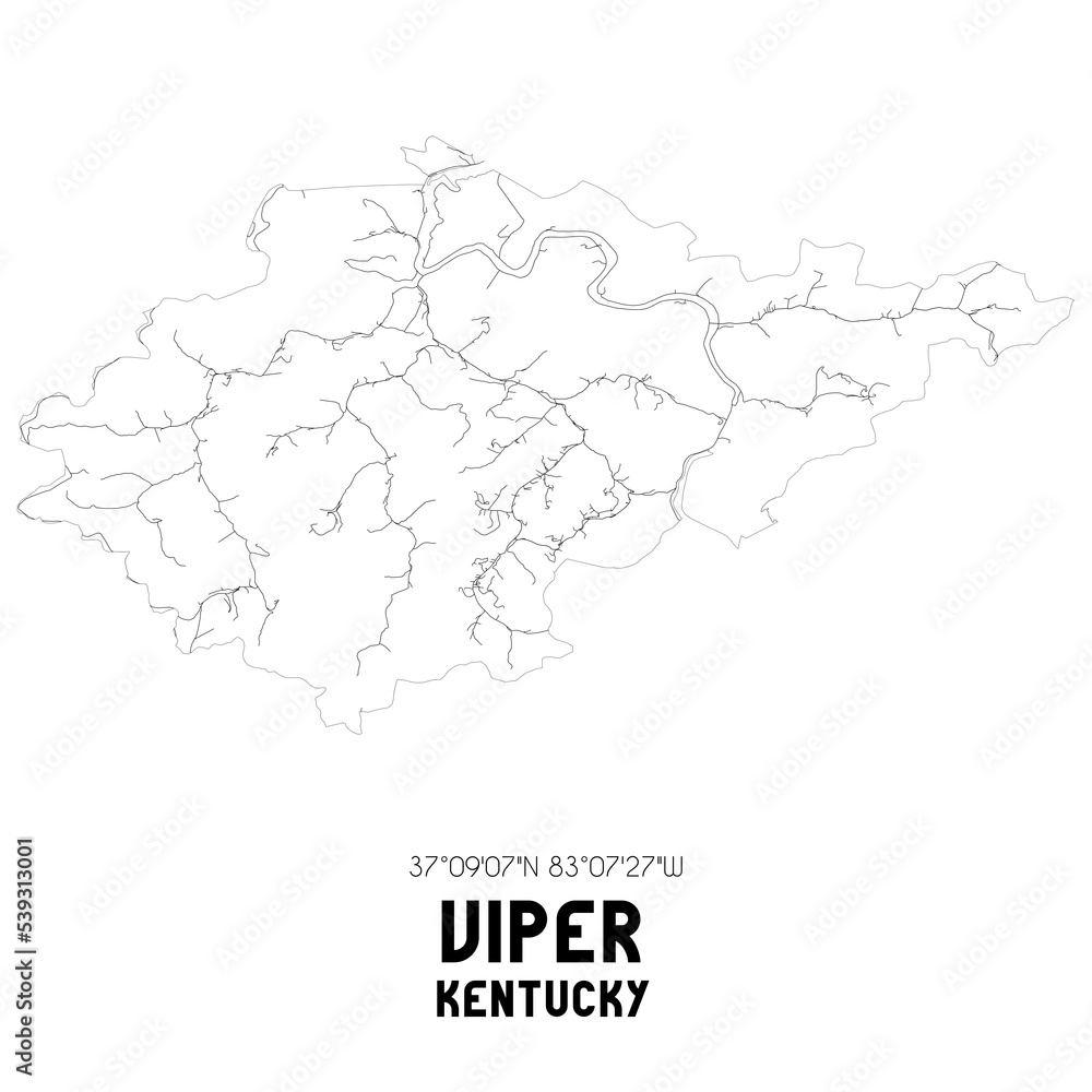 Viper Kentucky. US street map with black and white lines.