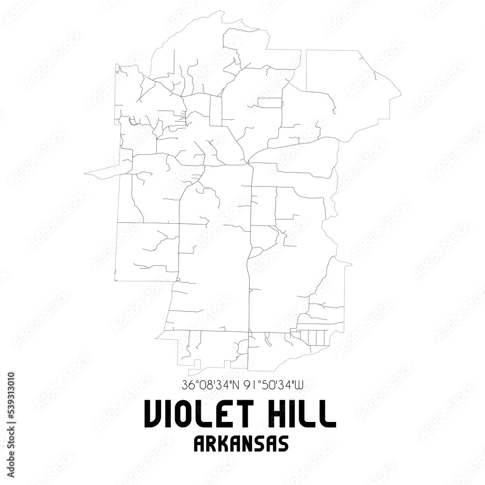 Violet Hill Arkansas. US street map with black and white lines. Violet Hill Arkansas. US street map with black and white lines.