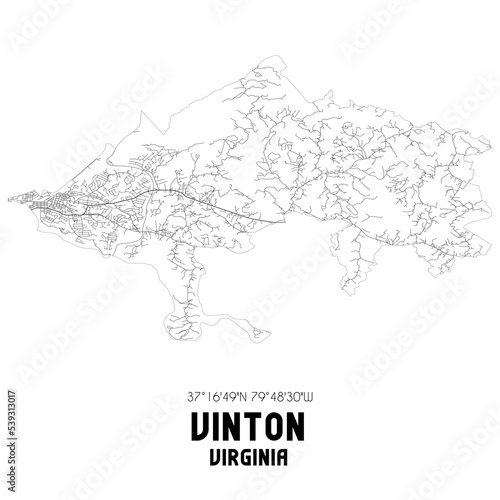 Obraz na płótnie Vinton Virginia. US street map with black and white lines. w salonie