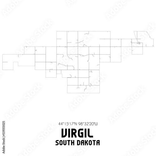 Virgil South Dakota. US street map with black and white lines. photo