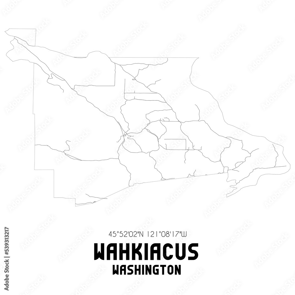 Wahkiacus Washington. US street map with black and white lines.