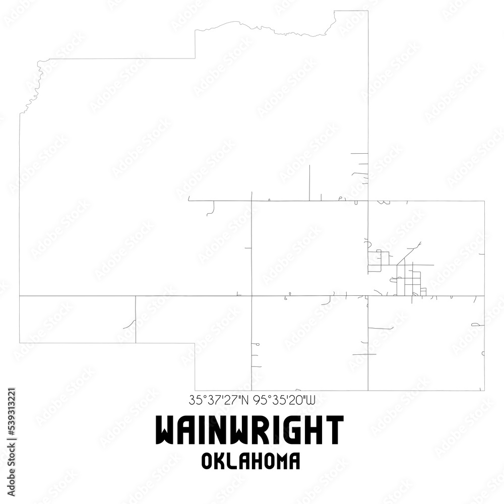 Wainwright Oklahoma. US street map with black and white lines.
