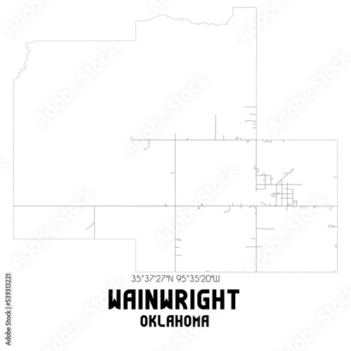 Wainwright Oklahoma. US street map with black and white lines.