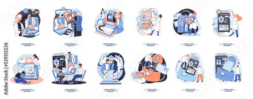 Online medical services mobile application consultation and prescription medicine professional doctor connecting and giving consultation for patient anywhere telemedicine metaphor, health care program