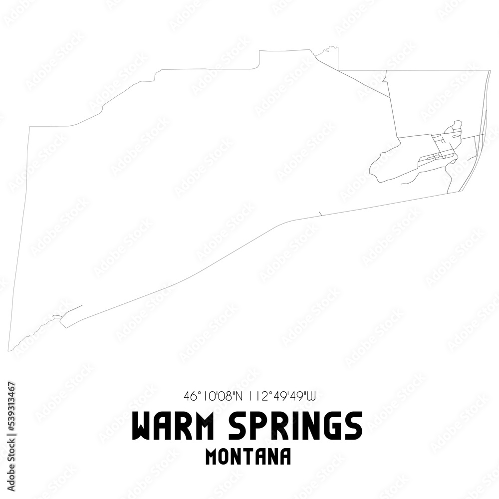 Warm Springs Montana. US street map with black and white lines. Warm Springs Montana. US street map with black and white lines.