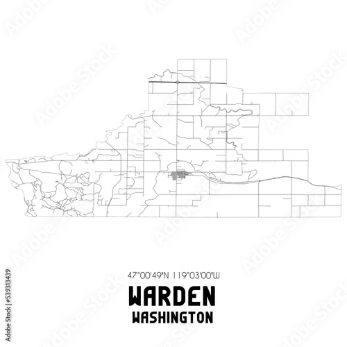 Warden Washington. US street map with black and white lines. photo