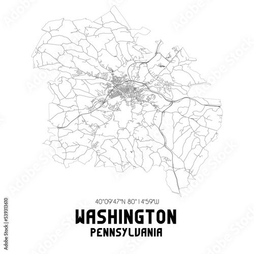 Washington Pennsylvania. US street map with black and white lines.