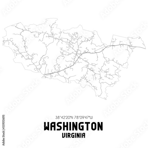Washington Virginia. US street map with black and white lines.
