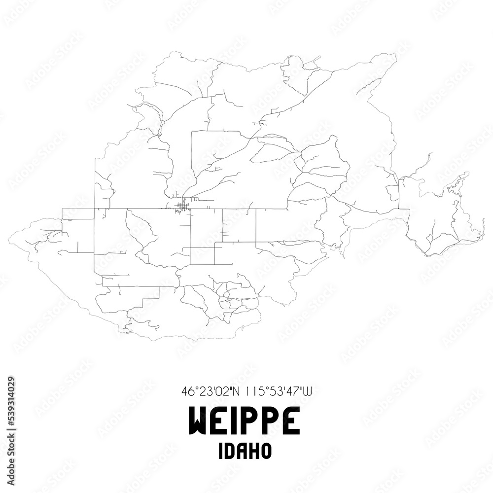 Weippe Idaho. US street map with black and white lines. Weippe Idaho. US street map with black and white lines.