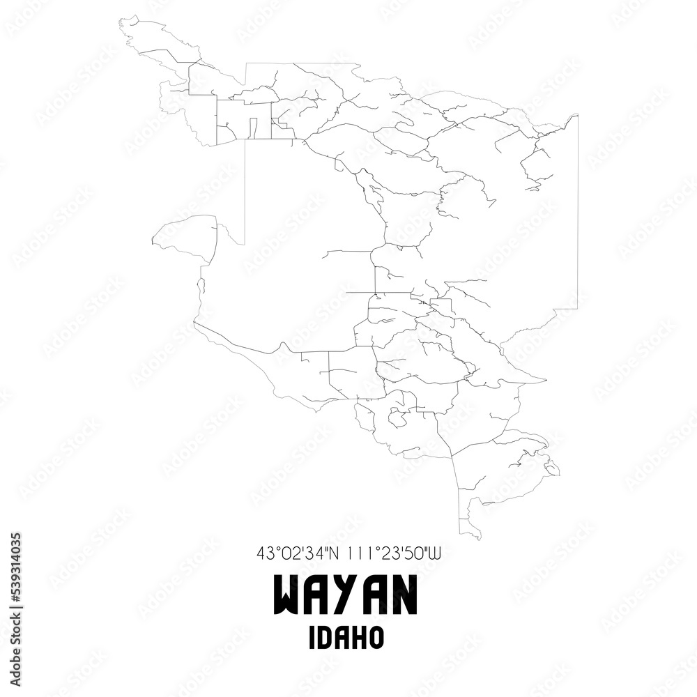 Wayan Idaho. US street map with black and white lines. Wayan Idaho. US street map with black and white lines.
