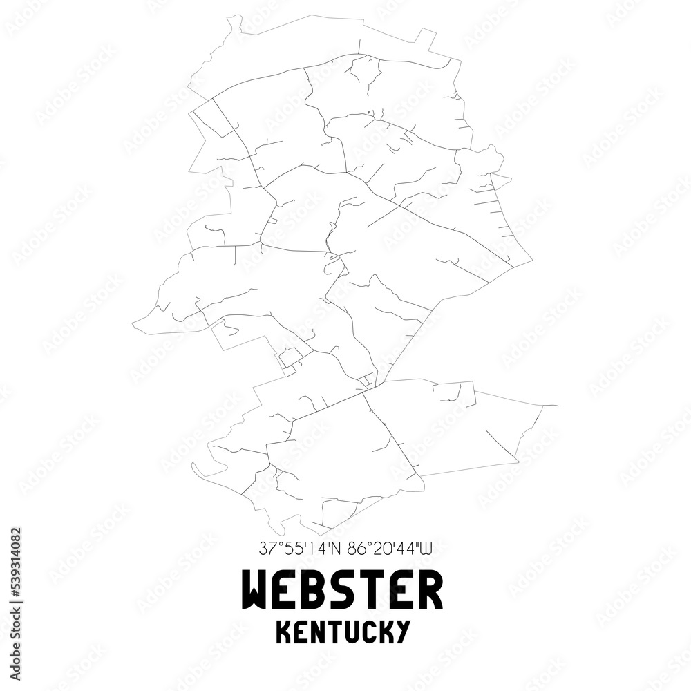Webster Kentucky. US street map with black and white lines. Webster Kentucky. US street map with black and white lines.
