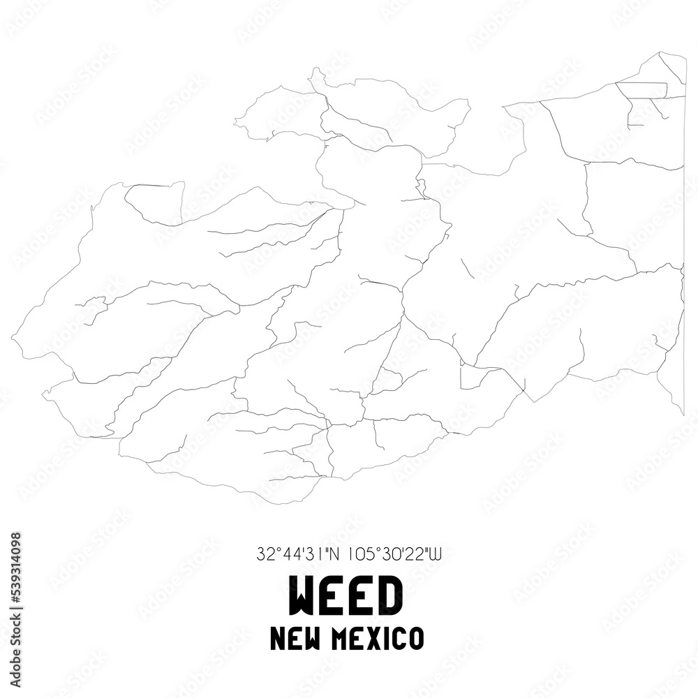 Weed New Mexico. US street map with black and white lines.