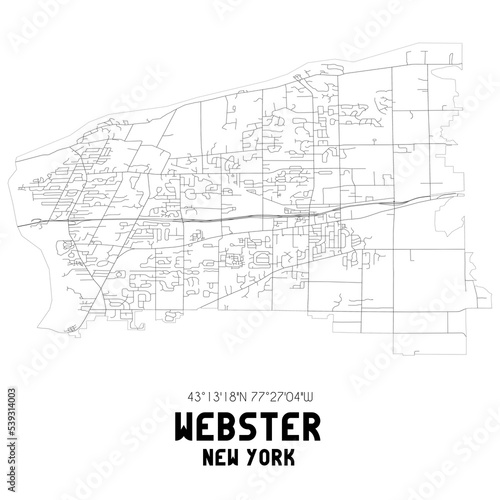Webster New York. US street map with black and white lines.