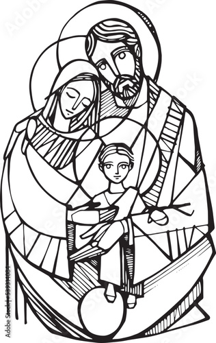  Hand drawn illustration of the Sacred Family.