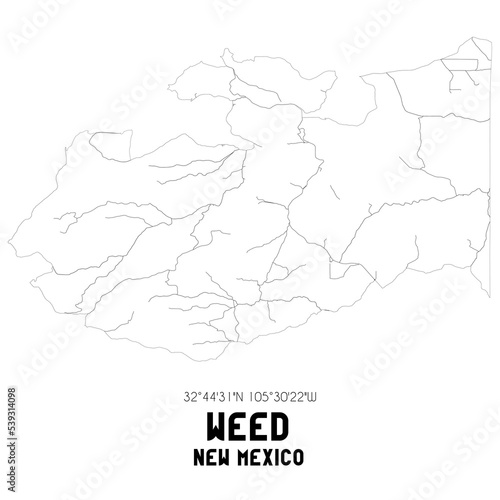 Weed New Mexico. US street map with black and white lines.