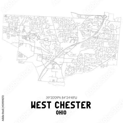 Obraz na płótnie West Chester Ohio. US street map with black and white lines. w salonie