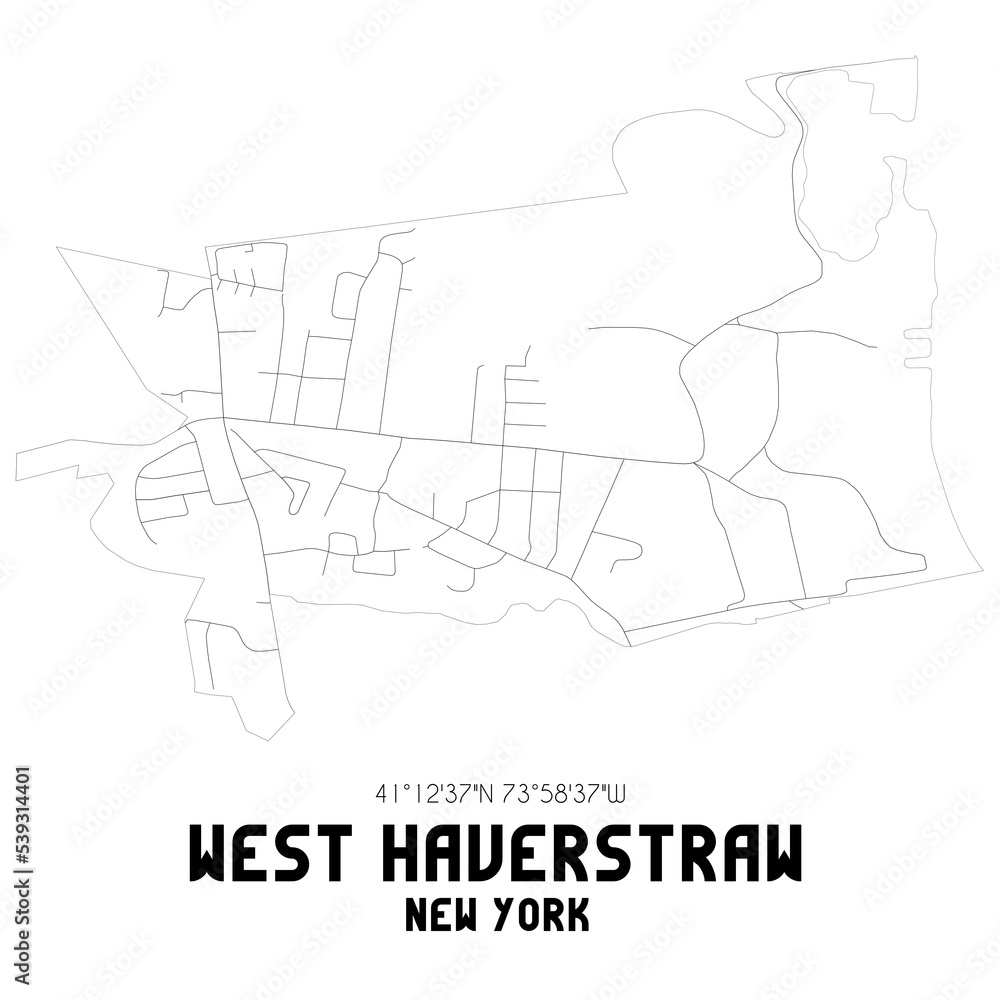West Haverstraw New York. US street map with black and white lines.