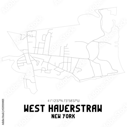 West Haverstraw New York. US street map with black and white lines.