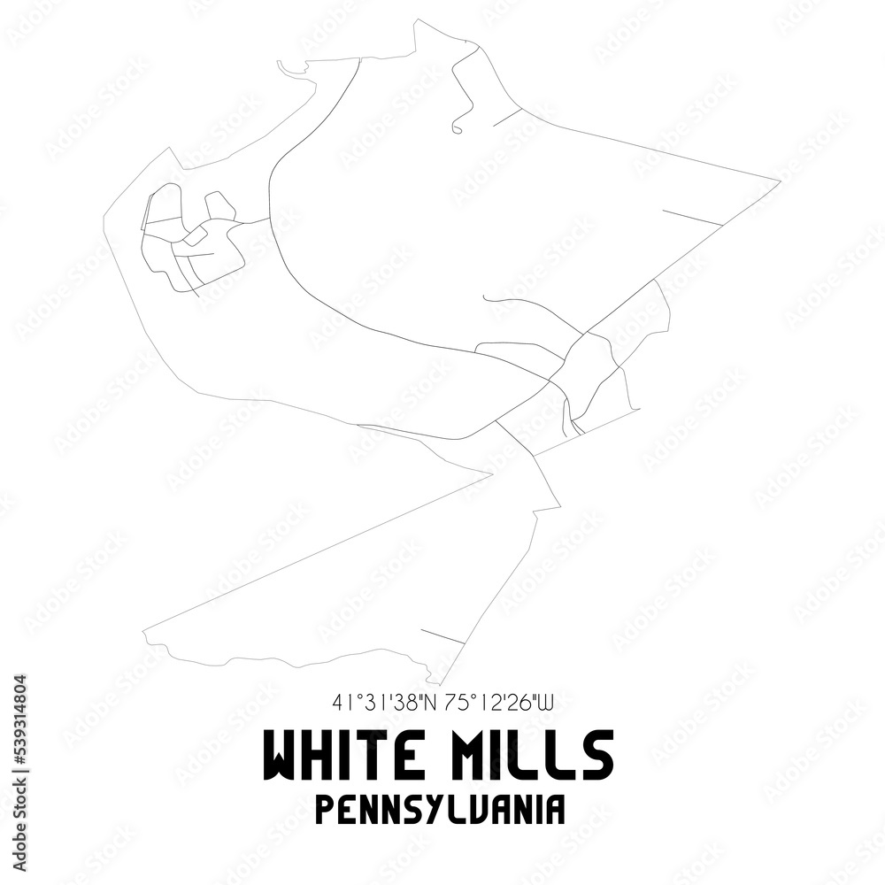 White Mills Pennsylvania. US street map with black and white lines. White Mills Pennsylvania. US street map with black and white lines.
