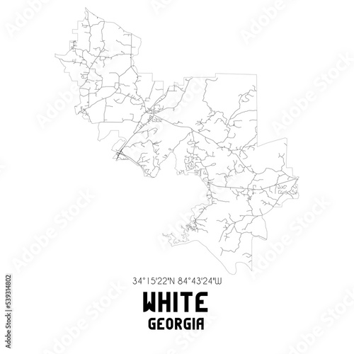 White Georgia. US street map with black and white lines.