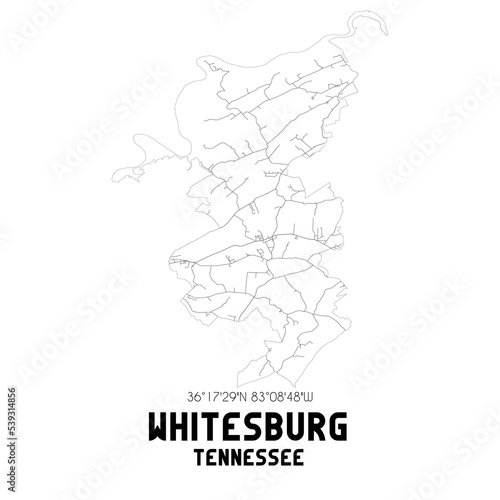 Whitesburg Tennessee. US street map with black and white lines.