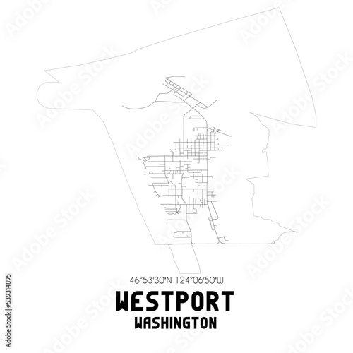 Westport Washington. US street map with black and white lines. photo