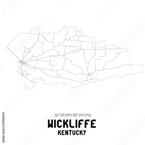 Wickliffe Kentucky. US street map with black and white lines. photo