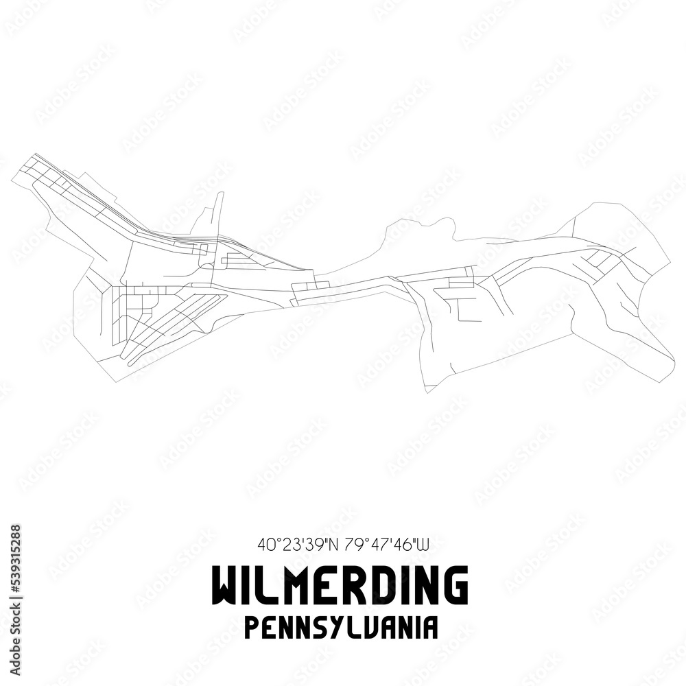 Obraz premium Wilmerding Pennsylvania. US street map with black and white lines.