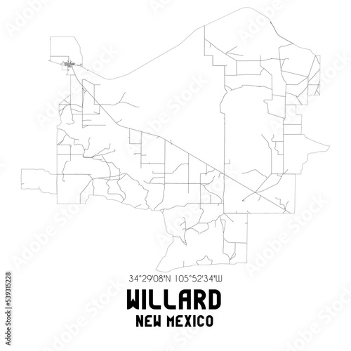 Willard New Mexico. US street map with black and white lines.