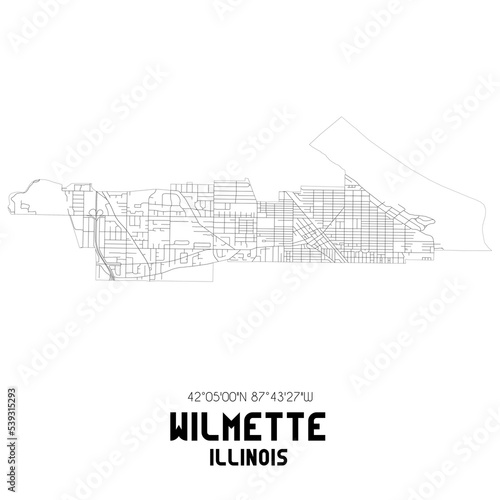 Wilmette Illinois. US street map with black and white lines. photo