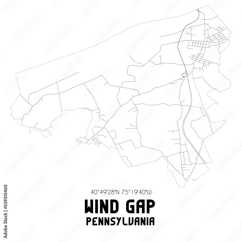 Wind Gap Pennsylvania. US street map with black and white lines. Wind Gap Pennsylvania. US street map with black and white lines.