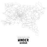 Winder Georgia. US street map with black and white lines.