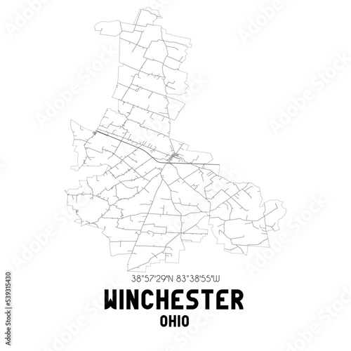 Winchester Ohio. US street map with black and white lines.