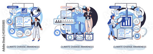 Change climate awareness metaphor, saving planet, World Environment Day, global warming ecological problems. human-induced observed and projected long-term changes mean climate. Nature saving strategy