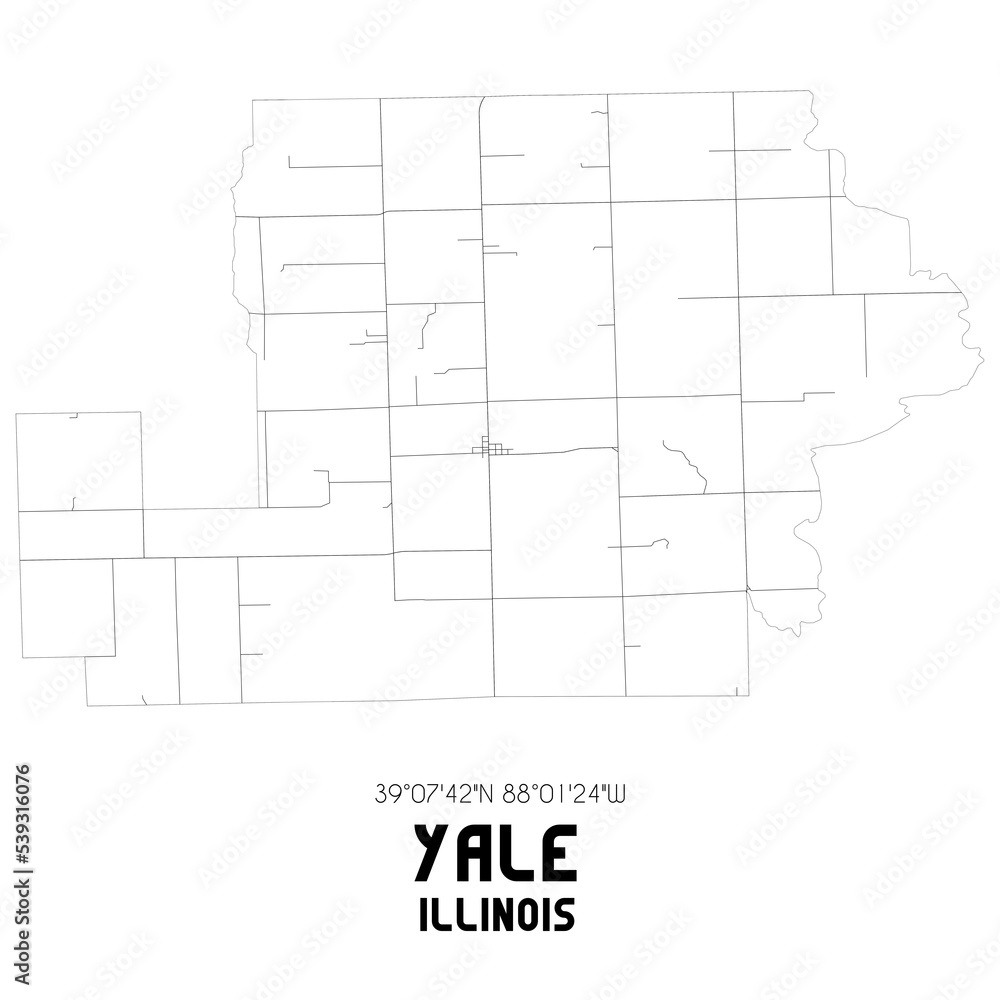 Yale Illinois. US street map with black and white lines.