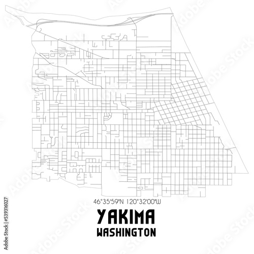 Yakima Washington. US street map with black and white lines. photo