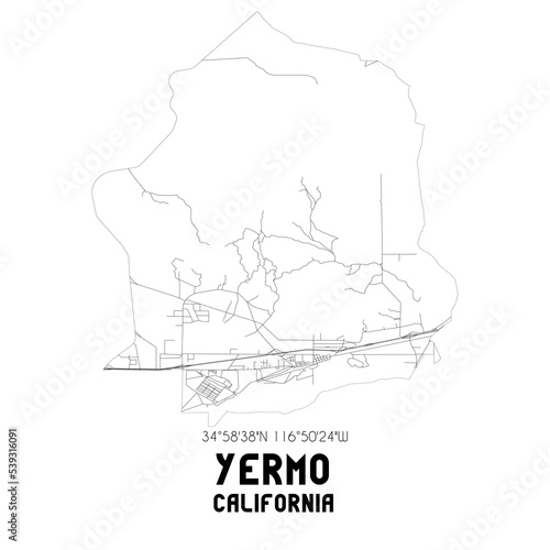 Yermo California. US street map with black and white lines. photo