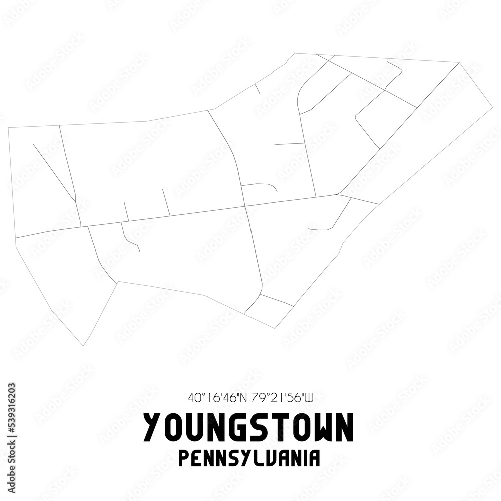 Obraz premium Youngstown Pennsylvania. US street map with black and white lines.