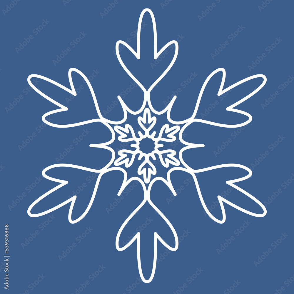 Obraz premium Snowflake vector illustration, symbol icon symmetrical mandala snowflake