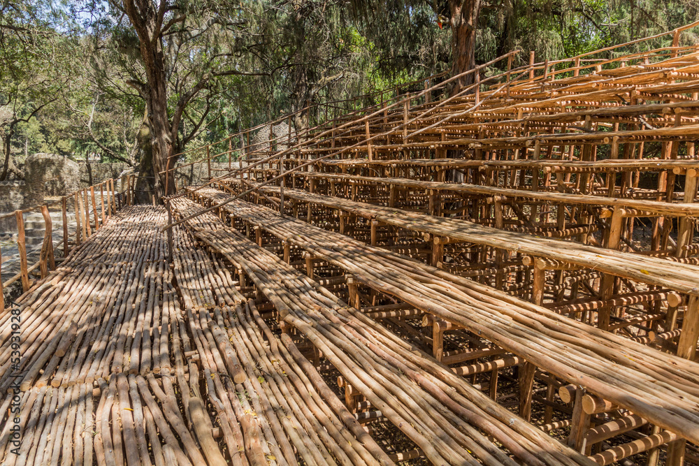 Wooden auditorium at Fasilidas Bath in Gondar, Ethiopia Wooden auditorium at Fasilidas Bath in Gondar, Ethiopia