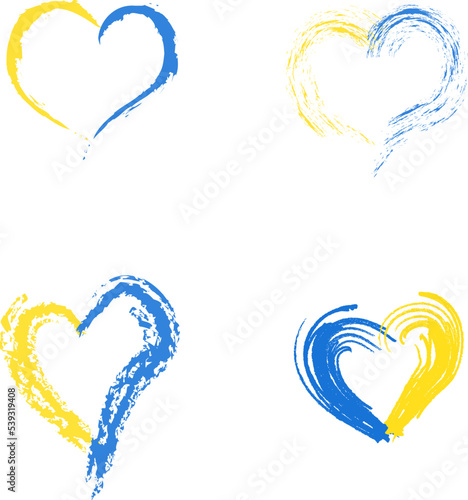 Grunge Brush Stroke With National Flag Of Ukraine.  shape icon with colors of Ukrainian flag. Ukraine crisis concept. Vector illustration Isolated on white background