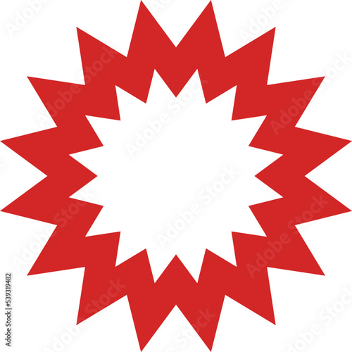 Set of red price sticker, sunburst badges icon. Stars shape with different number of rays. Red starburst speech bubble set or labels