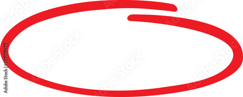 Red circle, pen draw. Highlight hand drawing different circles isolated on background. Handwritten red circle. For marking text, numbers, marker pen, pencil, logo and text check, vector illustration
