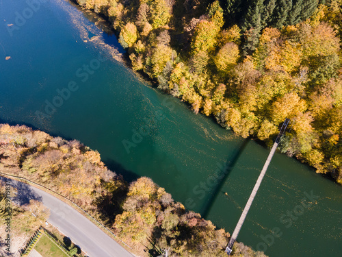 Aerial Autumn view of Pasarel reservoir, Bulgaria photo