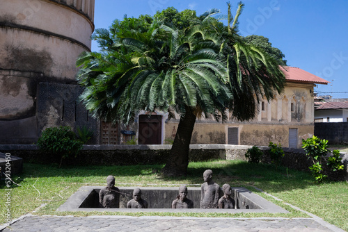 Slave monument in Zanzibar. Old Slave Market. Anglican Cathedral